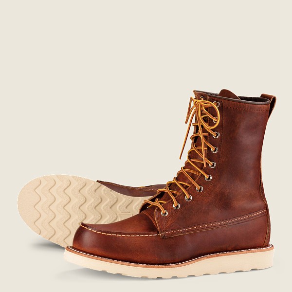 Red Wing Mens Heritage Boots - Classic Moc - 8-inchr Rough & Tough Leather - Brown - NYR960451